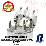 8x170 to 8x200 125mm (FORD) US MADE Wheel Lug Adapters x 2pcs.
