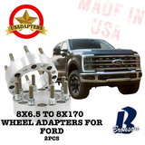 8x6.5 (8x165.1) to 8x170 125mm (FORD) US MADE Wheel Lug Adapters x 2pcs.