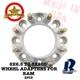 (RAM 2500/3500 '94-'23) 8x6.5 (8x165.1) to 8x200 121.3mm US MADE Wheel Lug Adapters x 2pcs.