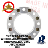 8x6.5 (8x165.1) to 8x200 116.7mm (CHEVROLET/GMC/HUMMER) US MADE Wheel Lug Adapters x 2pcs.