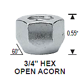 Wheel Lug Nuts 1/2x20 Open End Acorn Conical Seat 1/2 x 20 Lugnuts x 20 pieces